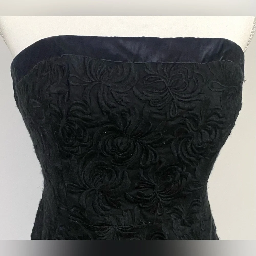 Lilly Pulitzer Womens 2 Solid Black Bowen Floral Strapless  Dress Preppy Classic - Picture 2 of 16